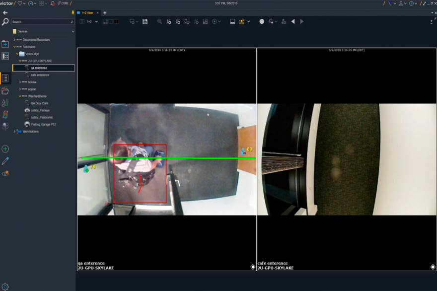 Capturas de pantalla del NVR de VideoEdge con Deep Intelligence