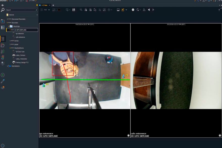 Capturas de pantalla del NVR de VideoEdge con Deep Intelligence