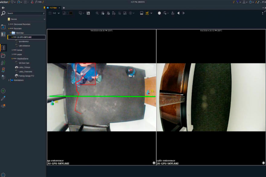 Capturas de pantalla del NVR de VideoEdge con Deep Intelligence