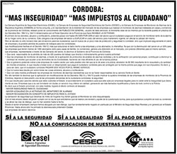 SOLICITADA PUBLICADA POR CASEL, CESEC Y CEMARA, en el diario La Voz del Interior de Córdoba el dia lunes 3 de Junio
